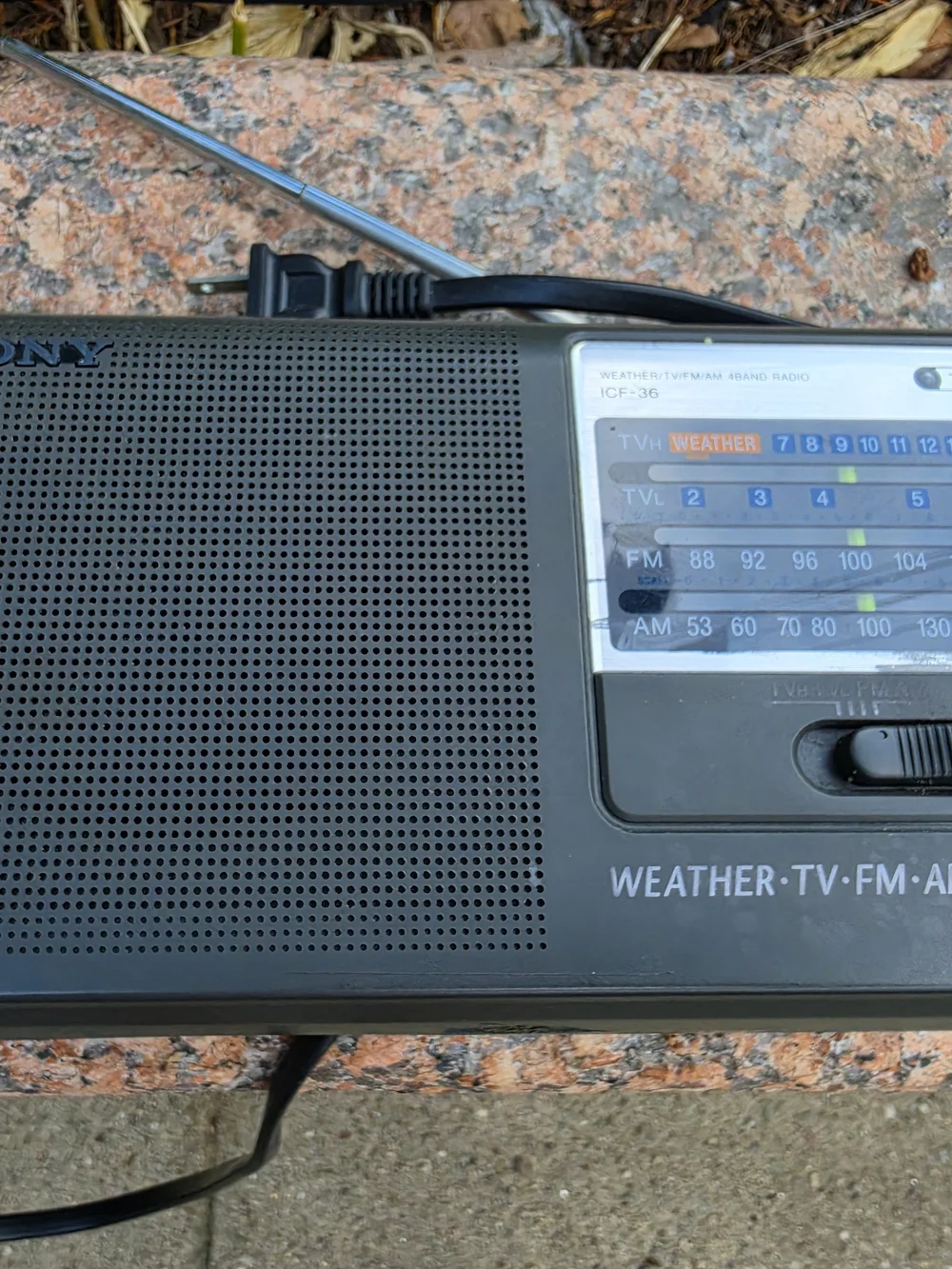 Sony ICF-36 Weather/TV/FM/AM 4 Band Radio For Parts